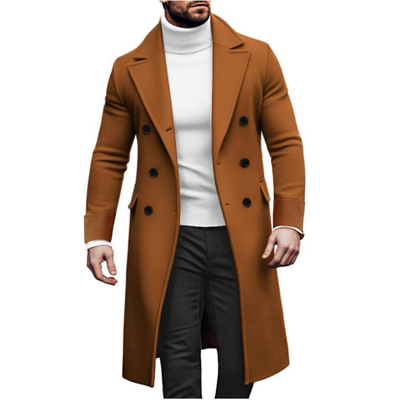 Winter Clothing Types - Heren Lange Double-Breasted Jas Met Voering