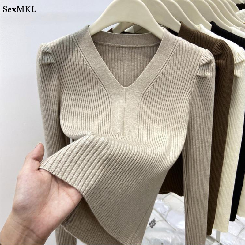 Winter Clothing Factory Outlet - Elegante V-hals Winter Basics Trui Dames