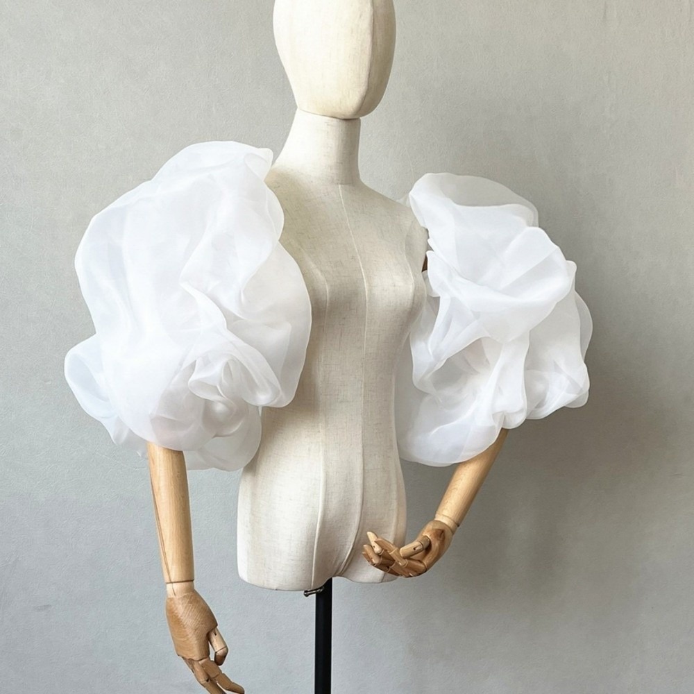 Winter Clothing Ladies - Stijlvolle, gezwollen bruidsmouwen van organza, afneembare
