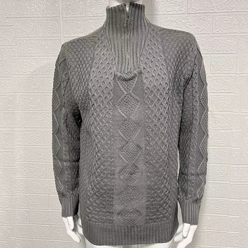 Winter Clothing Types - Herfst-winter gebreide trui met rits, hoge